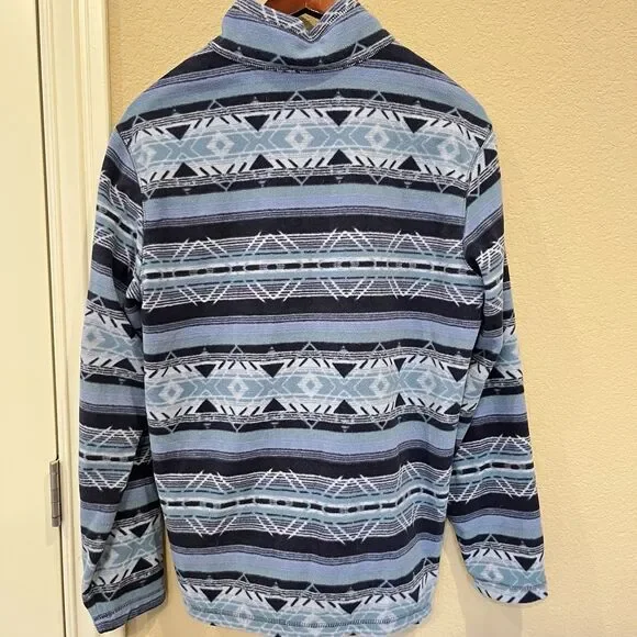 Eddie Bauer Quest Fleece Blue Aztec 1/4 Zip Pullover Sweater Medium - Picture 6 of 9